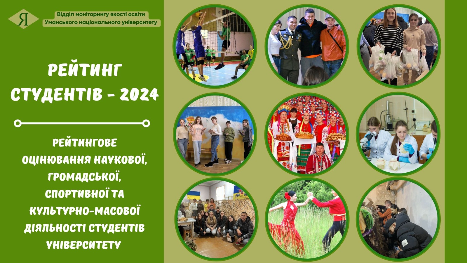 Результати рейтингового оцінювання наукової, громадської, спортивної та культурно-масової діяльності студентів університету за 2024 рік
